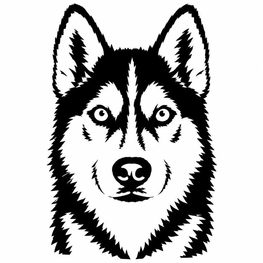 Black and white stencil of a husky